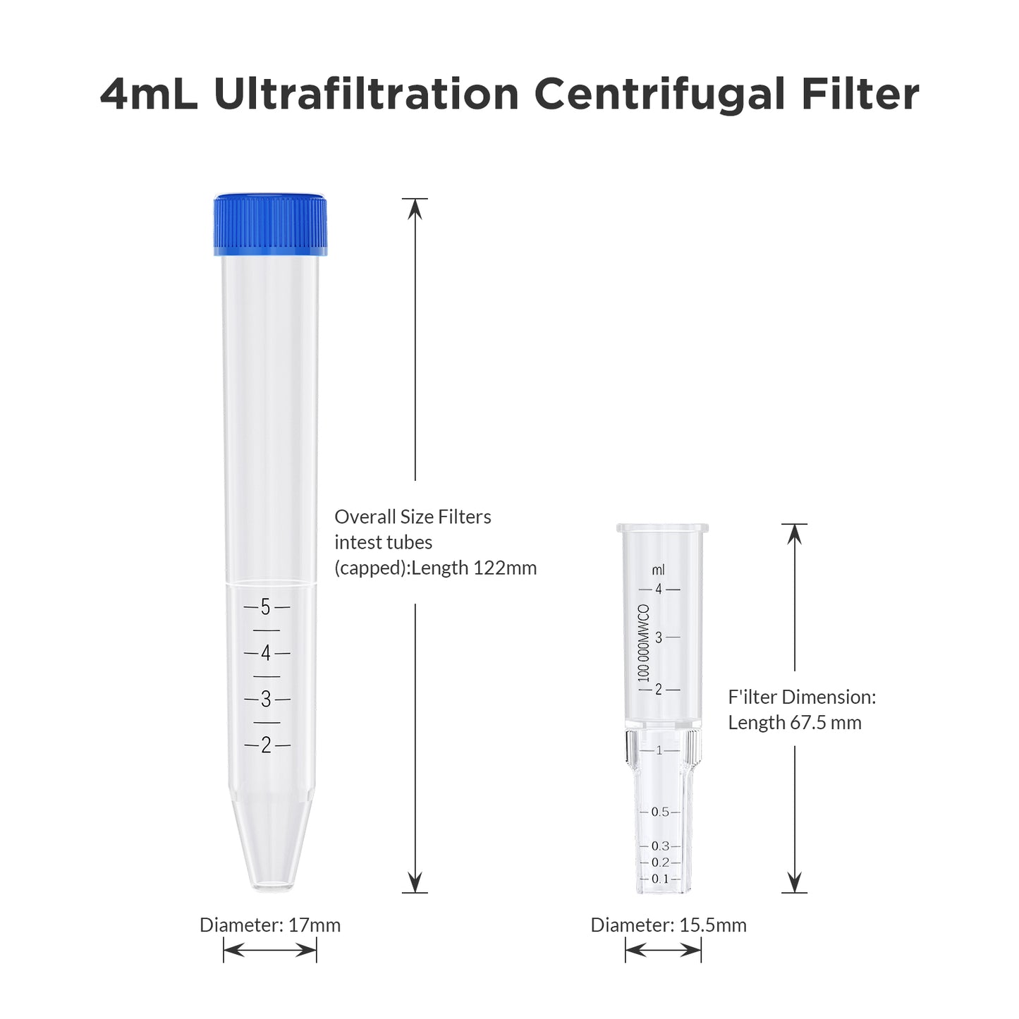 UTPES040100N: Centrifugal Filter 4ml, PES, 100KD, 24 pcs