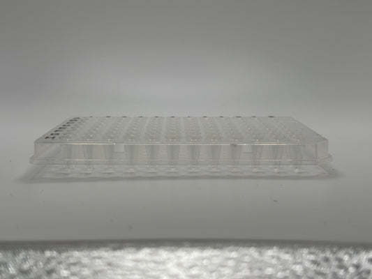 PCR10-NS: 96 well PCR plate, 0.1ml/0.2ml, white, clear, no/semi/full skirt, 10/box, 100/cs